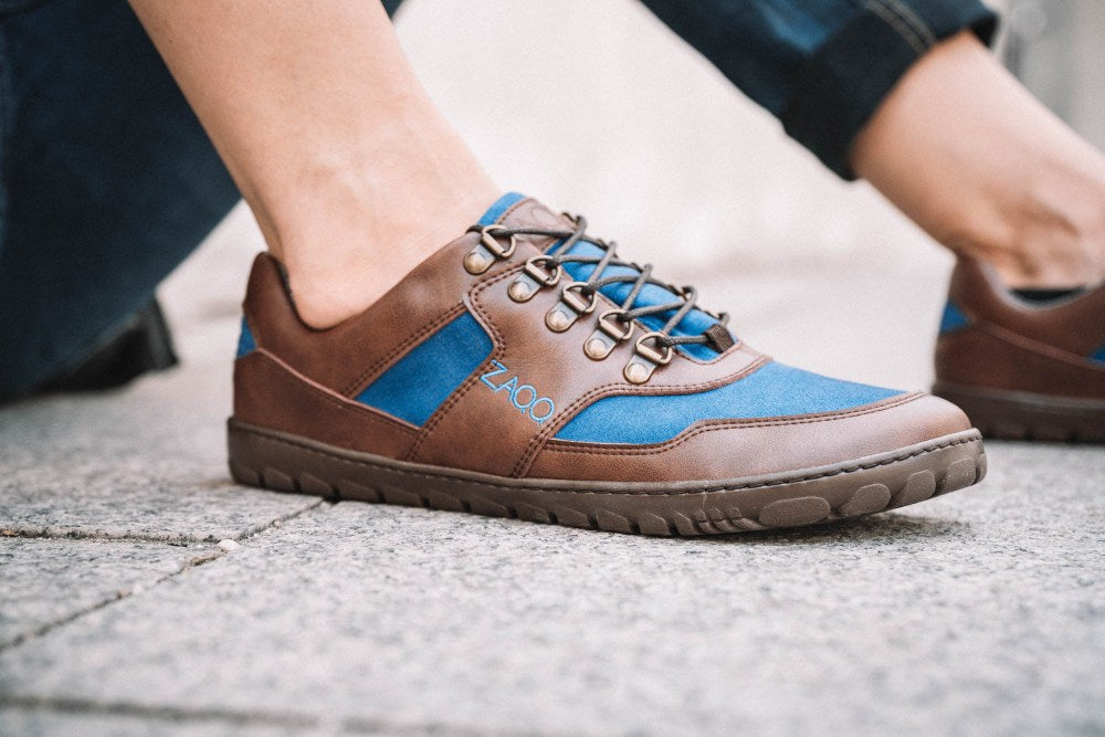 Ini impermeabile blu a bassa marrone hiqe