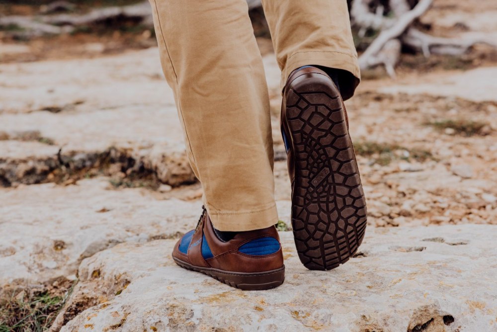 Ini impermeabile blu a bassa marrone hiqe