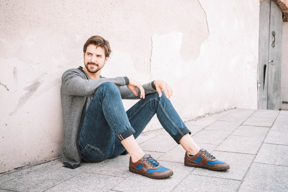 Ini impermeabile blu a bassa marrone hiqe