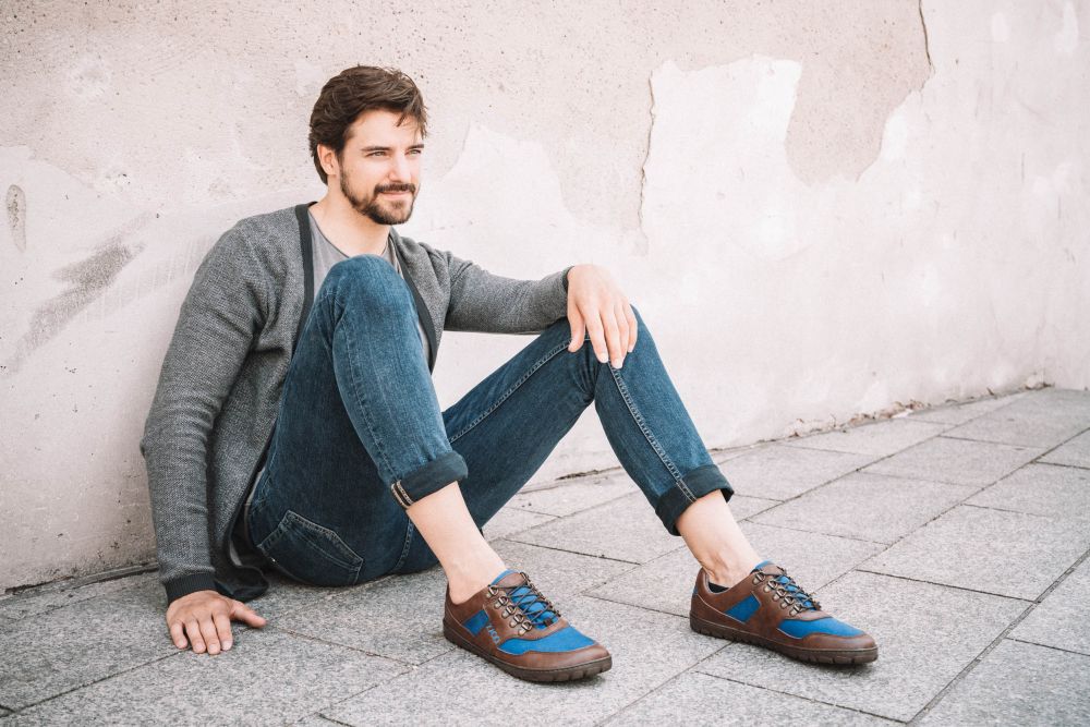 Ini impermeabile blu a bassa marrone hiqe